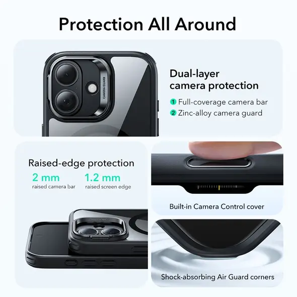 Etui ESR Classic Hybrid Kickstand MagSafe do Apple iPhone 17 Clear/black