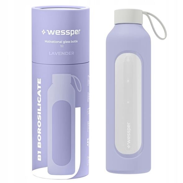 Szklana butelka Wessper B1 Borosilicate 1000ml Lavender  (WES260-VI-NEW)
