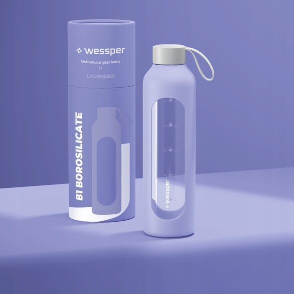 Szklana butelka Wessper B1 Borosilicate 1000ml Lavender  (WES260-VI-NEW)