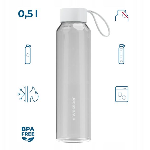 Szklana butelka Wessper B1 Borosilicate 500ml Transparent  (WES260-500-TR-NEW)
