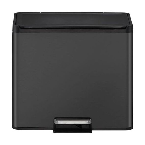 Pedal bin, EKO Essential, black, stainless steel, 3-compartment, 3x9 ltr., with soft close lid
