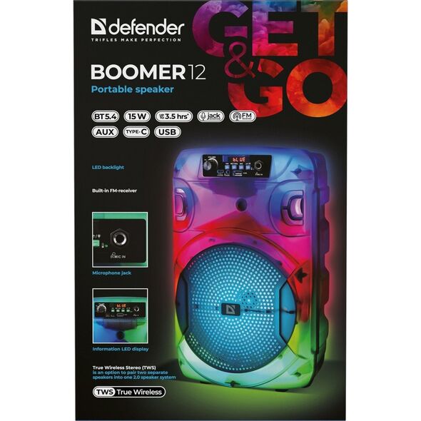 GŁOŚNIK DEFENDER BOOMER 12 BLUETOOTH 15W