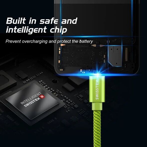 Kabel USB Swissten USB-A - USB-C 0.2 m Niebieski (71521108)