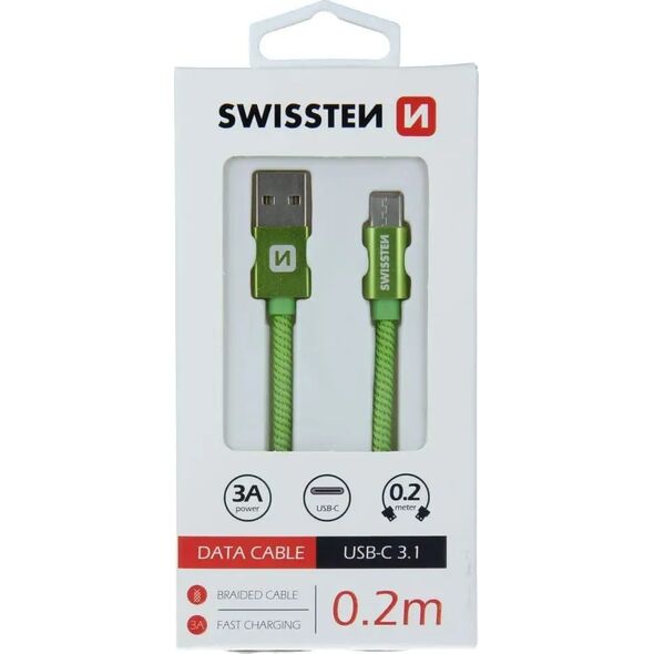 Kabel USB Swissten USB-A - USB-C 0.2 m Niebieski (71521108)