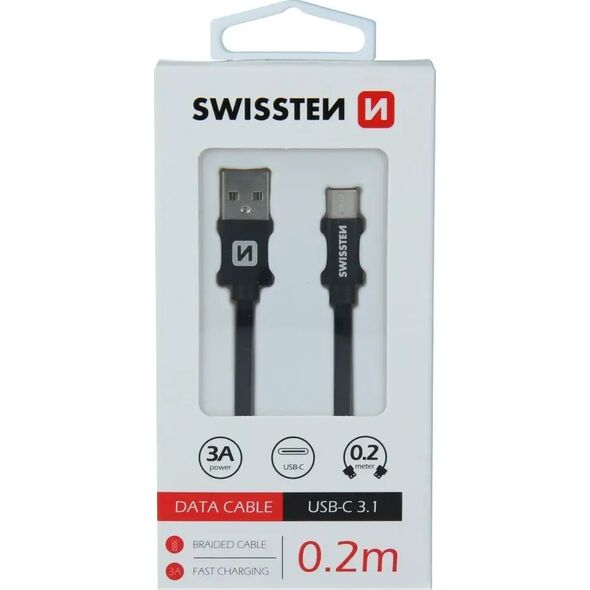Kabel USB Swissten USB-A - USB-C 0.2 m Niebieski (71521108)