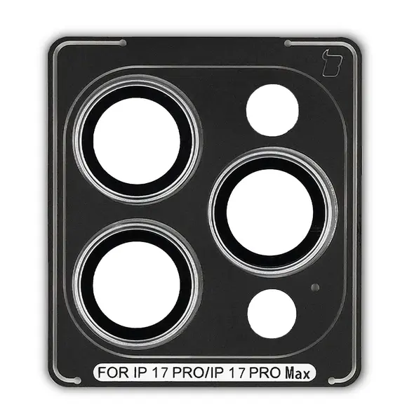 Szkło na aparat z aplikatorem Bizon Glass Snap Lens do Apple iPhone 17 Pro / 17 Pro Max czarna ramka