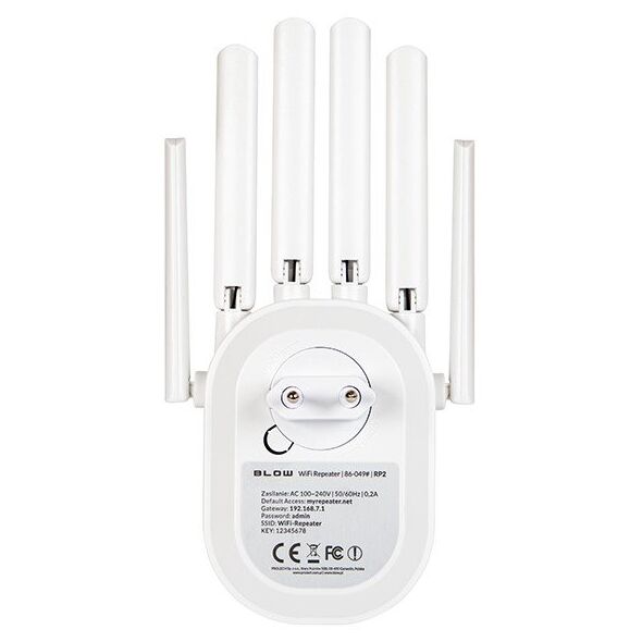 86-049# Wzmacniacz sygnału wi-fi repeater 300mb/s rp-2 blow