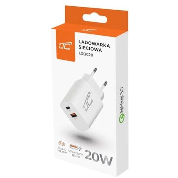 Ładowarka sieciowa QC USB 3,6A PD 20W, LTC LXQC28