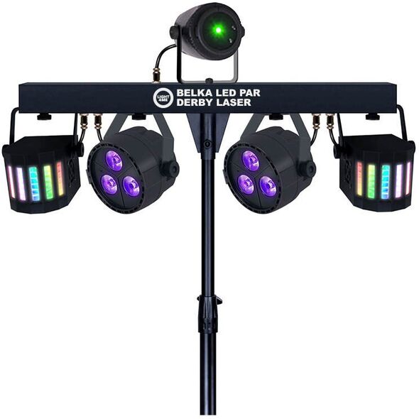 LIGHT4ME BELKA LED PAR DERBY LASER multiefekt świetlny zestaw oświetlenie disco