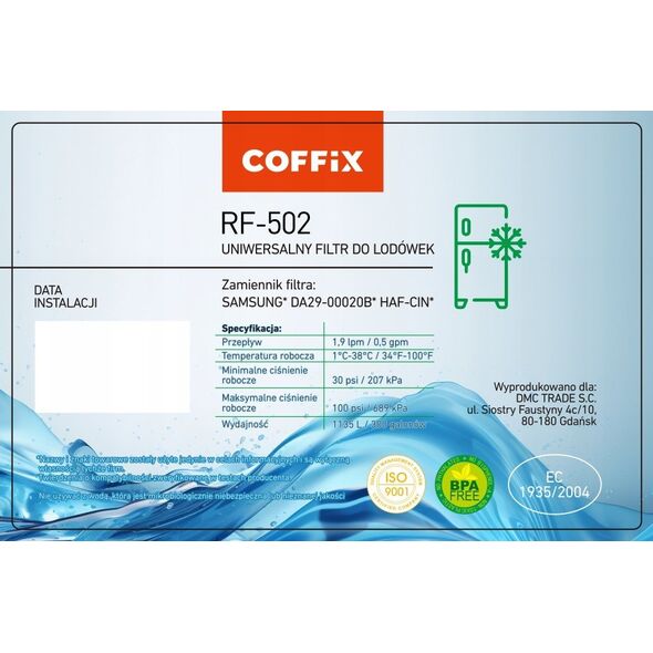 Filtr do lodówki Samsung zamiennik - Coffix RF502