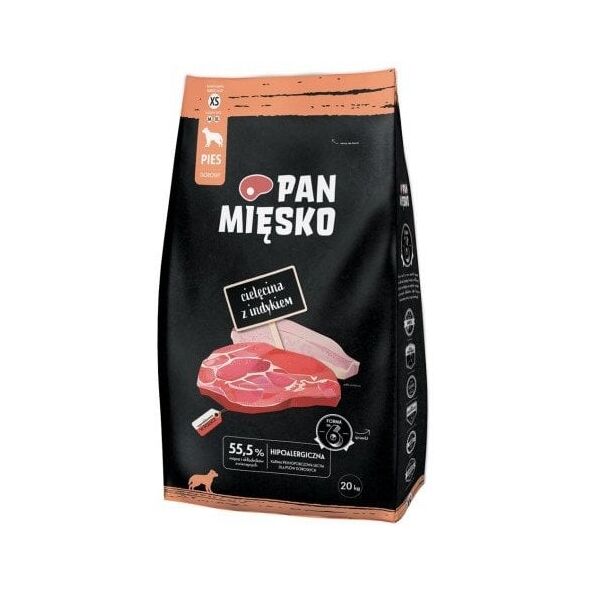 PAN MIĘSKO Cielęcina z indykiem (dorosły) chrupki XS - Karma sucha dla psa - 20kg