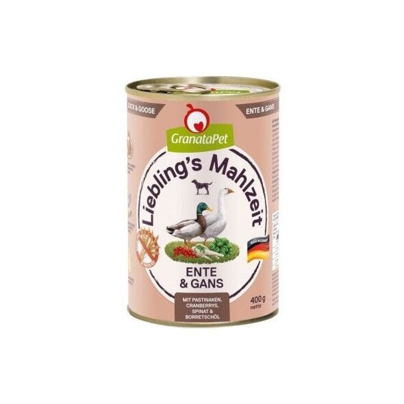 GranataPet Lieblings Mahlzeit kaczka i gęś mokra karma dla psa 800g