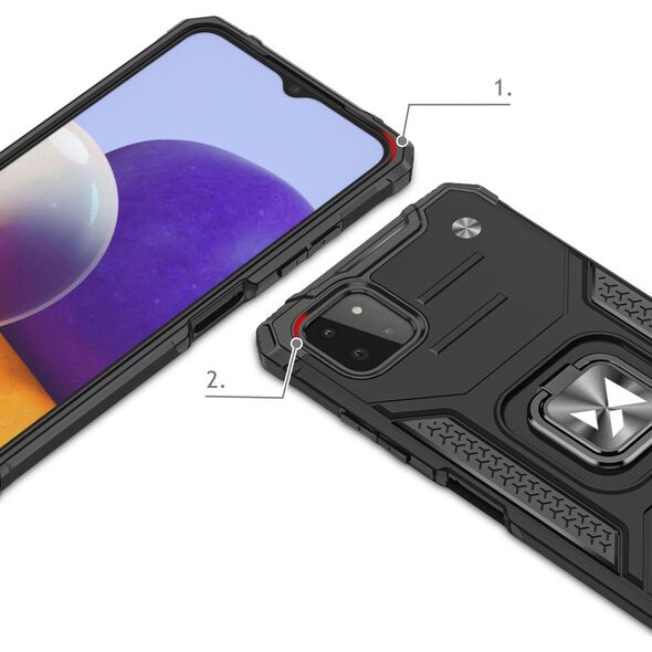 Wozinsky Wozinsky Ring Armor pancerne hybrydowe etui pokrowiec + magnetyczny uchwyt Samsung Galaxy A22 4G czarny