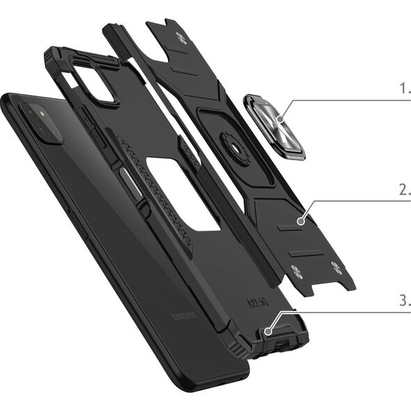 Wozinsky Wozinsky Ring Armor pancerne hybrydowe etui pokrowiec + magnetyczny uchwyt Samsung Galaxy A22 4G czarny