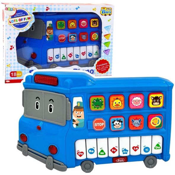 Pianinko Elektryczne Edukacyjne Dla Malucha Autobus Niebieski EDUKAMP