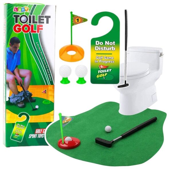 Zestaw Gra Zręcznościowa Golf Toaletowy Mata Kij Piłki Zawieszka Na Drzwi LEAN Toys