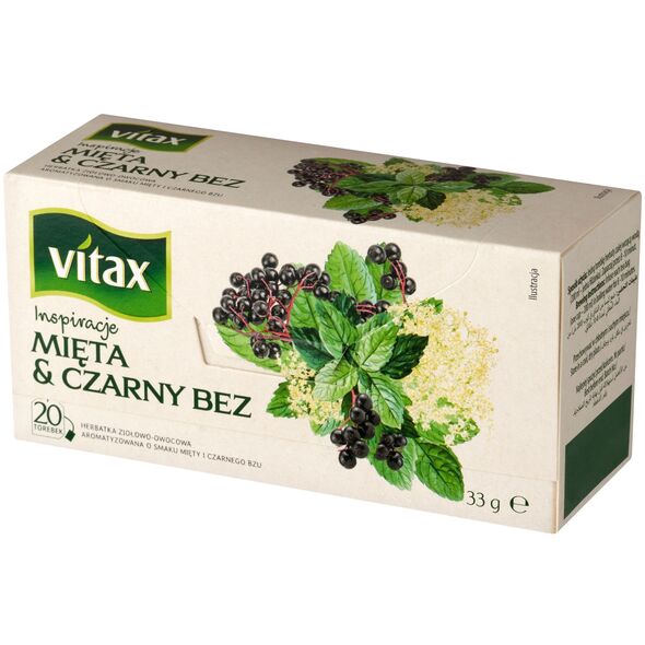 Herbata VITAX Inspiracje, mięta i czarny bez, 20 torebek