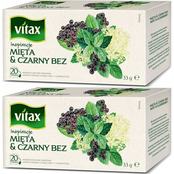 Herbata VITAX Inspiracje, mięta i czarny bez, 20 torebek