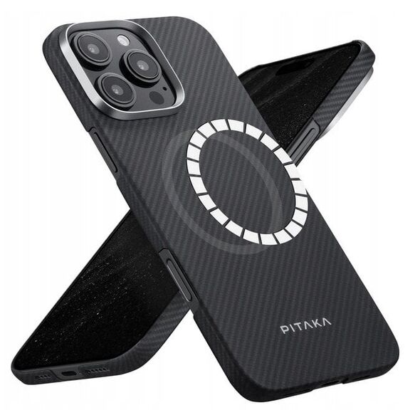 Etui PITAKA Ultra-Slim MagSafe do iPhone 16 Pro czarno szary
