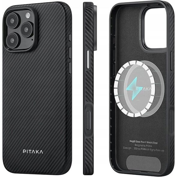 Etui PITAKA Ultra-Slim MagSafe do iPhone 16 Pro czarno szary