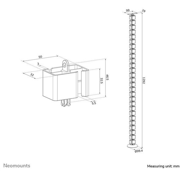 NEOMOUNTS Cable Spine Organizer for sit/stand desk frames screw mounted black
