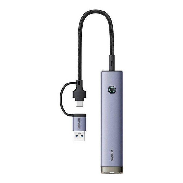 Baseus Hub 4in1 UltraJoy USB-A&USB-C to 3xUSB3.0+USB-C+RJ45 grey (B0005280B811-14) (BASB0005280B811-14) έως 12 άτοκες Δόσεις