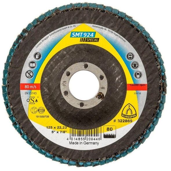 Δίσκος λειαντικού σφουγγαριού Klingspor SMT 924 125x22,23 mm Κόκκος 80 καμπύλη