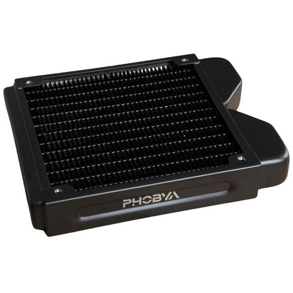 Phobya R27-S120 Radiator, 120 mm Radiator, 18 FPI, Kupferlamellen, 2x G1/4-Zoll-Anschlüsse - schwarz