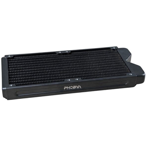 Phobya R27-S240 Radiator, 240 mm Radiator, 18 FPI, Kupferlamellen, 2x G1/4-Zoll-Anschlüsse – schwarz