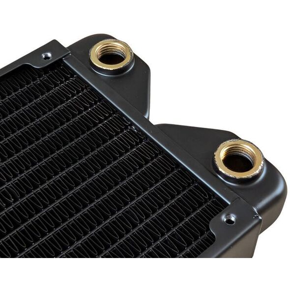 Phobya R27-S480 Radiator, 480 mm Radiator, 18 FPI, Kupferlamellen, 2x G1/4-Zoll-Anschlüsse – schwarz