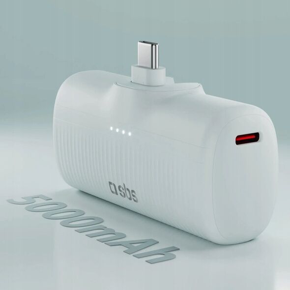 SBS EcoPower 5000 mAh 10W με ενσωματωμένη θύρα USB-C γκρι