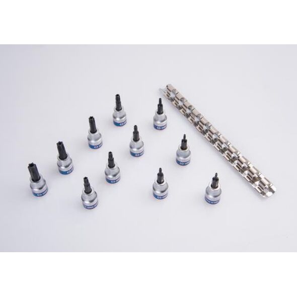 King Tony ZESTAW NASADEK 3/8" TORX Z OTWOREM 11cz. T8 - T50, SZYNA, King Tony