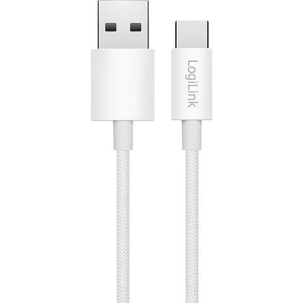 LogiLink USB-A - USB-C 1.0m w nylonowym oplocie biały