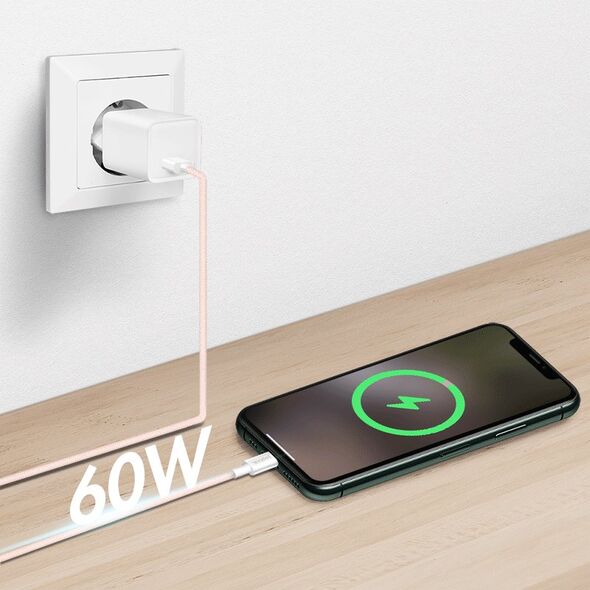 LogiLink USB-A - USB-C 1.5m w nylonowym oplocie różowy