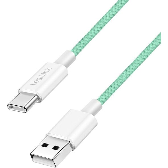 LogiLink USB-A - USB-C 1.0m w nylonowym oplocie zielony