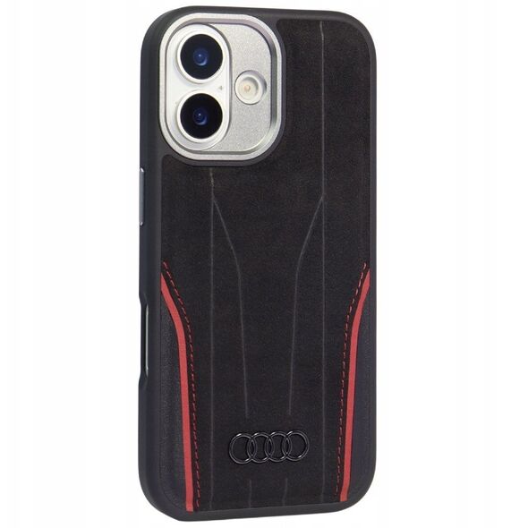 Case Audi R8 Genuine Leather MagSafe for iPhone 17 black-red