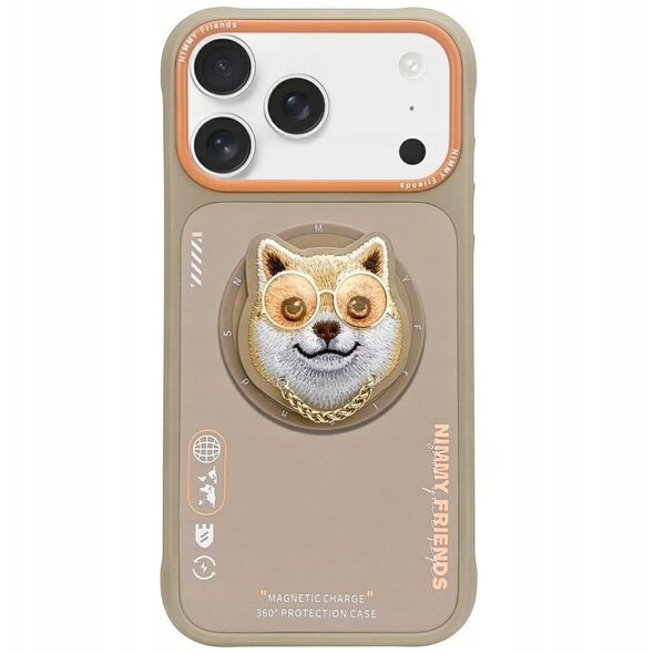 Etui Nimmy Glasses Cool Dog MagSafe do iPhone 17 beżowy