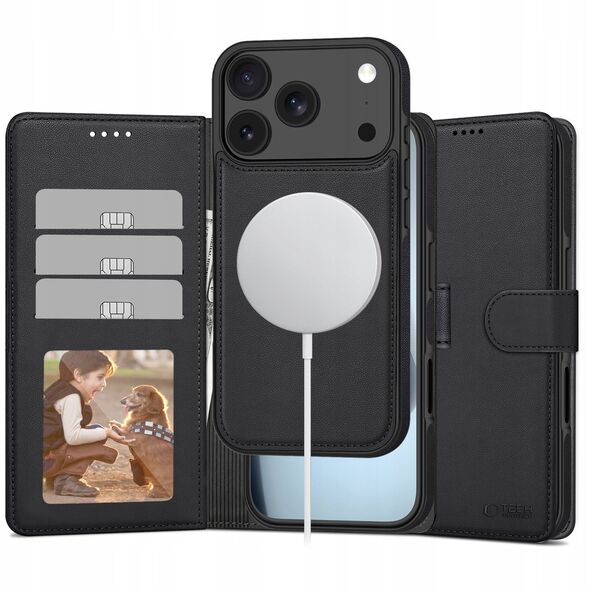 Etui z klapką Tech-protect Wallet MagSafe do Apple iPhone 17 Pro Matte Black