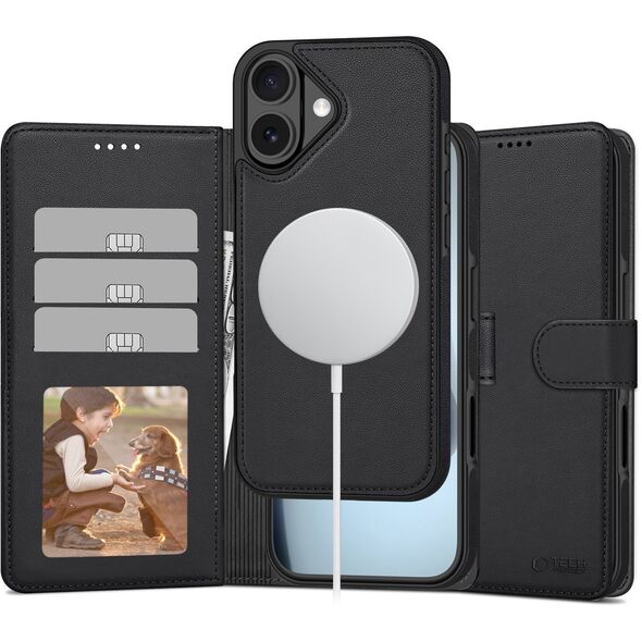 Etui z klapką Tech-protect Wallet MagSafe do Apple iPhone 17 Matte Black