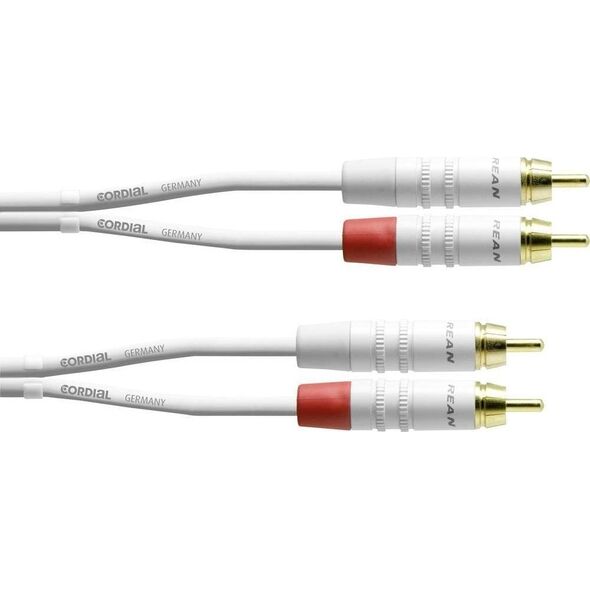 Kabel Cordial Kabel mikrofonowy [2x złącze męskie cinch - 2x złącze męskie cinch] 1.50 m biały Cordial