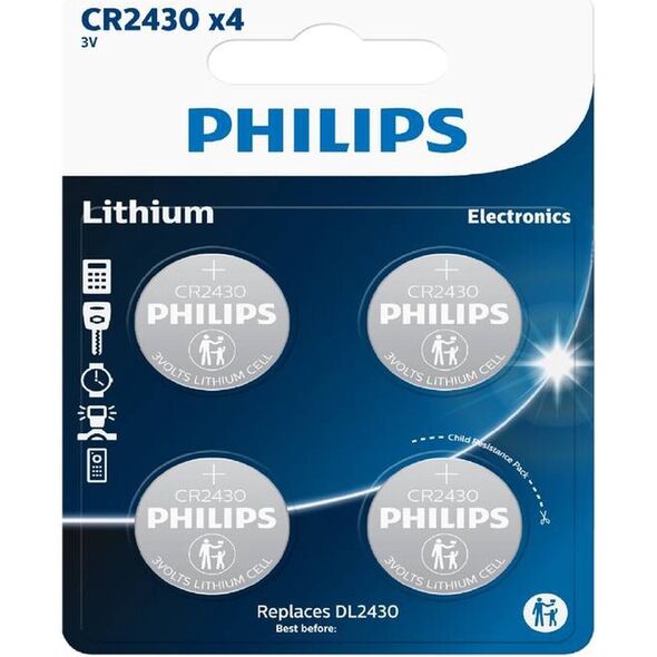 Philips PHILIPS μπαταρία λιθίου CR2430 4-pack - 2292444 14144841 4895229125452