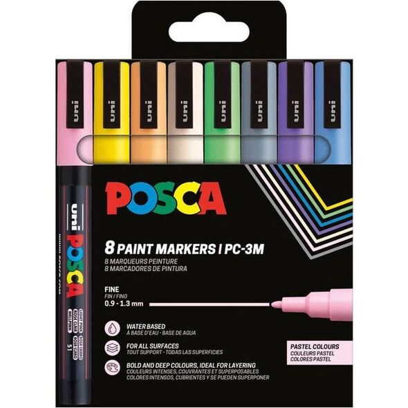 POSCA PC-3M 8stk Pastel Farver