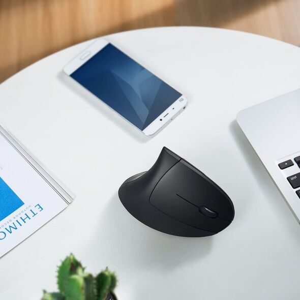 ANKER A7852 kabellose vertikale 2.4G ergonomische Maus mit Nano USB-Dongle Vor/Zurck-Tasten (2x AAA Batt. nicht enthalten)