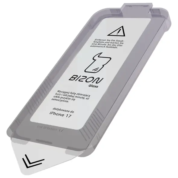 Szkło hartowane z ramką do łatwej aplikacji Bizon Glass Aplikator do Apple iPhone 17 [2 PACK]