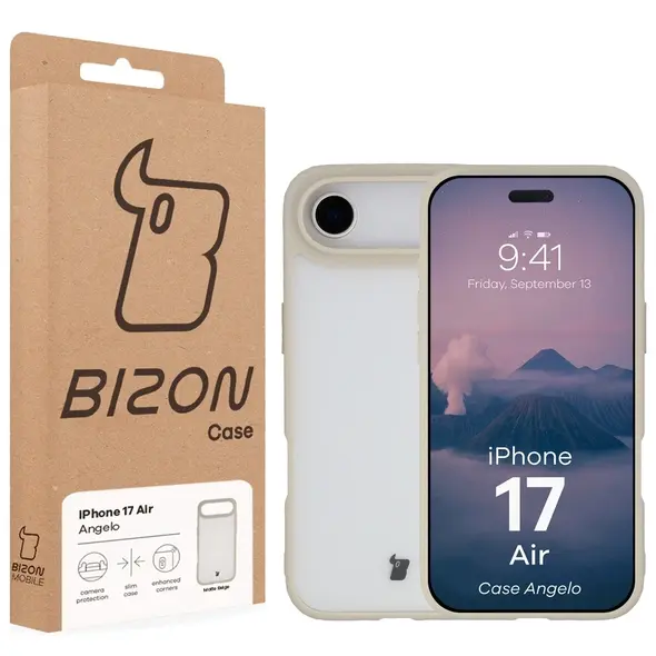 Etui Bizon Case Angelo do Apple iPhone 17 Air półprzezroczyste z beżową ramką