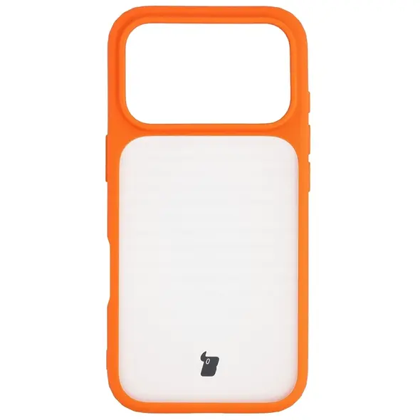 Etui Bizon Case Angelo do Apple iPhone 17 Pro półprzezroczyste z pomarańczową ramką