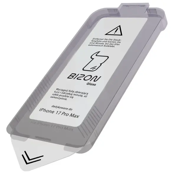 Szkło hartowane z ramką do łatwej aplikacji Bizon Glass Aplikator do Apple iPhone 17 Pro Max [2 PACK]