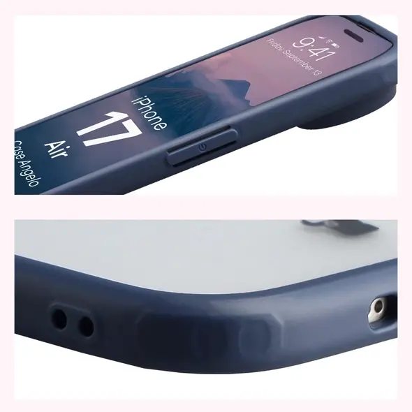 Etui Bizon Case Angelo do Apple iPhone 17 Air półprzezroczyste z granatową ramką