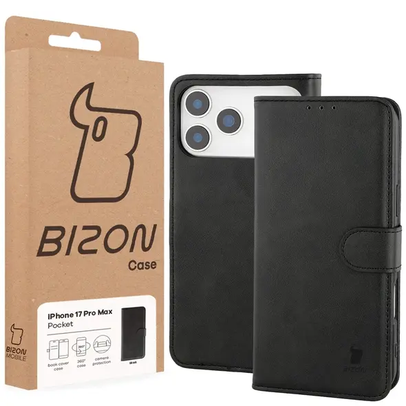 Etui z klapką Bizon Case Pocket do Apple iPhone 17 Pro Max czarne
