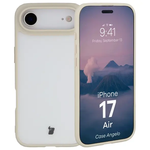Etui Bizon Case Angelo do Apple iPhone 17 Air półprzezroczyste z beżową ramką